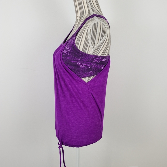 Athleta XS purple Criss cross back built in bra athletic workout tank - Picture 2 of 8
